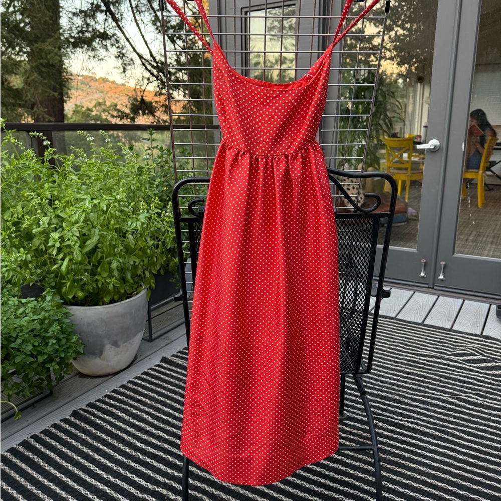 Vintage J. Crew Deep Orange Polka Dot Mini Dress